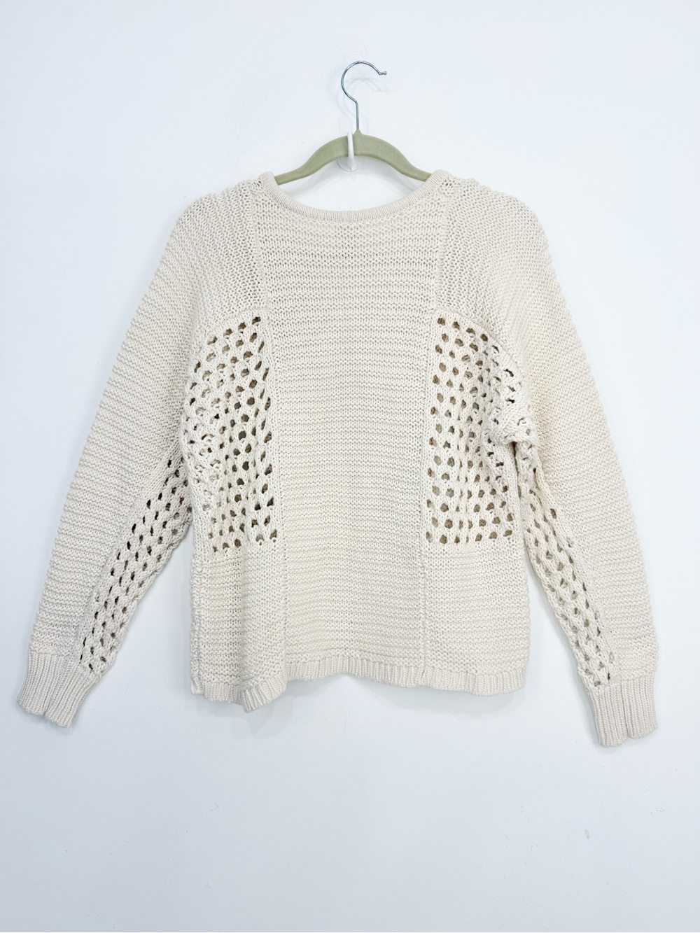 Cabi 6596 SANDBAR Pullover Cream Open Knit Slouchy Tie Front Sweater - Picture 10 of 15
